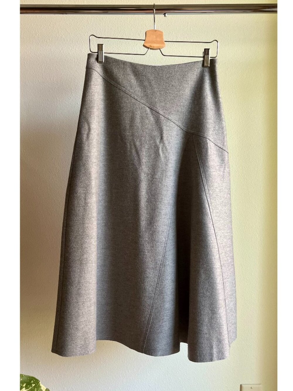 The Fold London Henderson Skirt Grey Melange Boiled Wool, UK 10 US 6